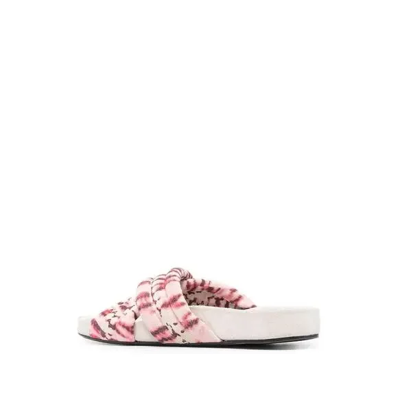 $475 Isabel Marant Women Pink Holden Velvet Tie Dye Suede Slide Sandals Sz 36/6